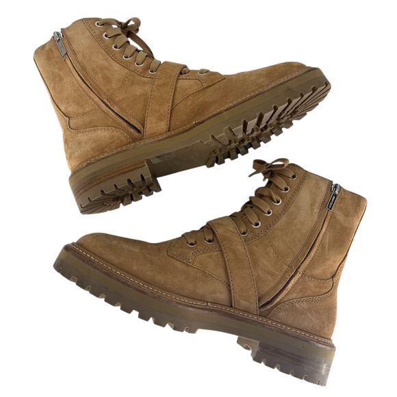 Jimmy Choo Cora Suede Tan Combat Moto Boots - Picture 13 of 16